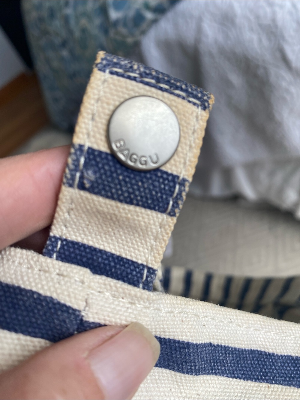 Baggu Duck Bag Sailor Stripe, Navy and White , Tote Bag, Nautical, Washable - Picture 13 of 17